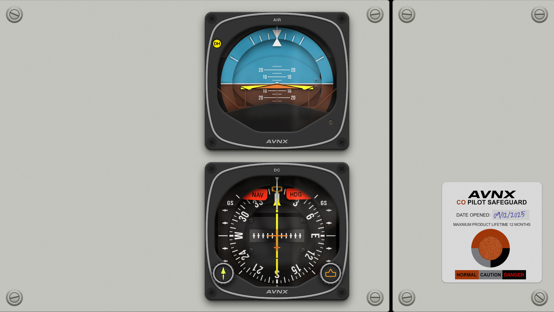 AVNX test panel of the Bendix KI 256 in combination with the Bendix 525A HSI.